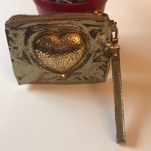 Deux Lux Puff Heart wristlet clutch